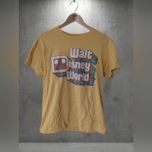 Disney Crewneck Tee - Mustard Yellow with Light Blue Print